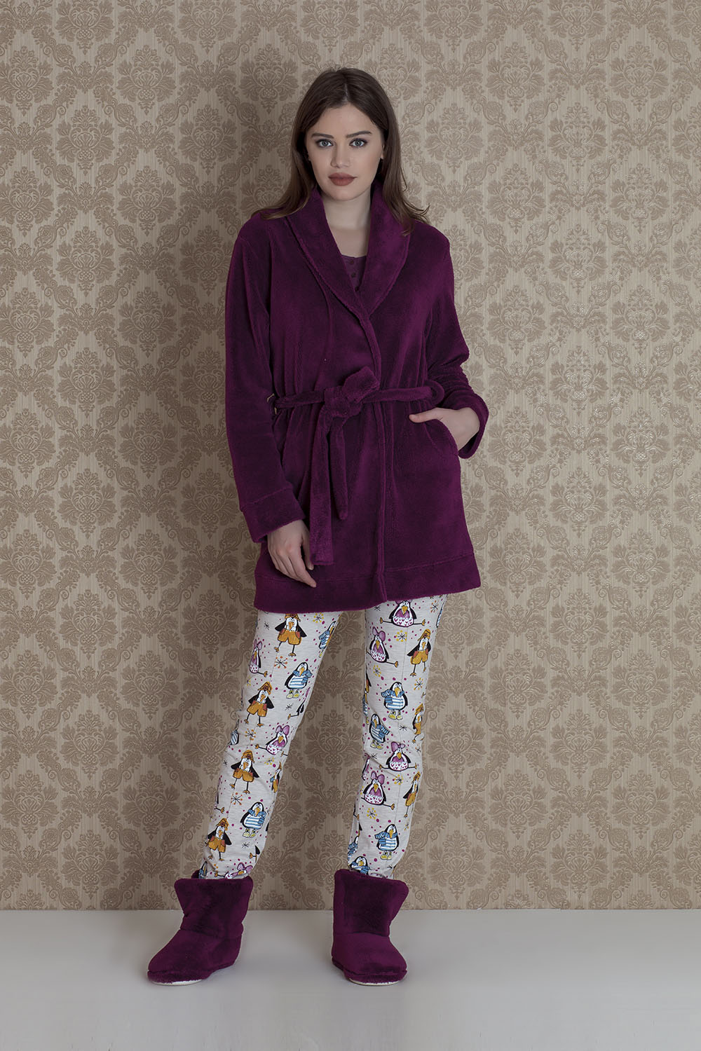 Pingua Kadın Wellsoft Sabahlıklı 3lü Pijama Takımı