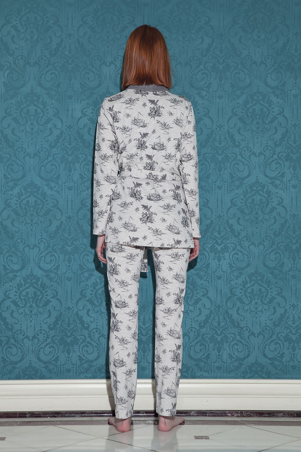 Hays Tica Kadın Sabahlıklı Uzun Pijama Takımı