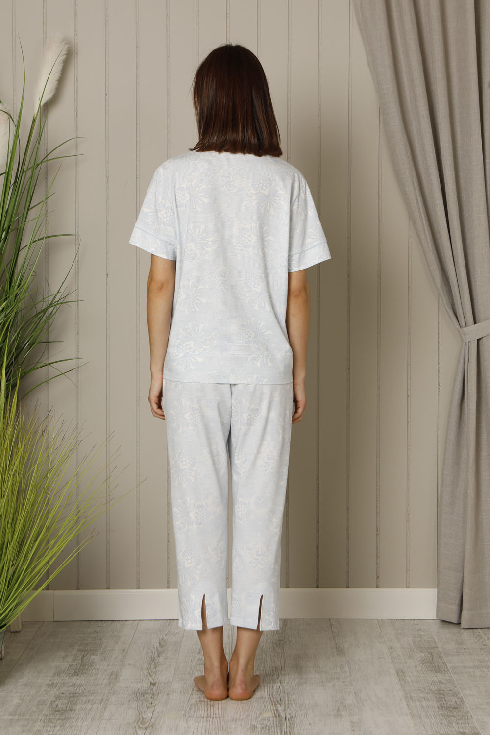 Hays Plus Size Kadın Baskılı Penye Midi Pijama Takımı