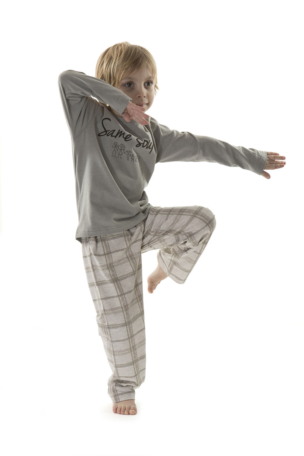 Kids Erkek Çocuk Ekose 2li Uzun Penye Pijama Takımı