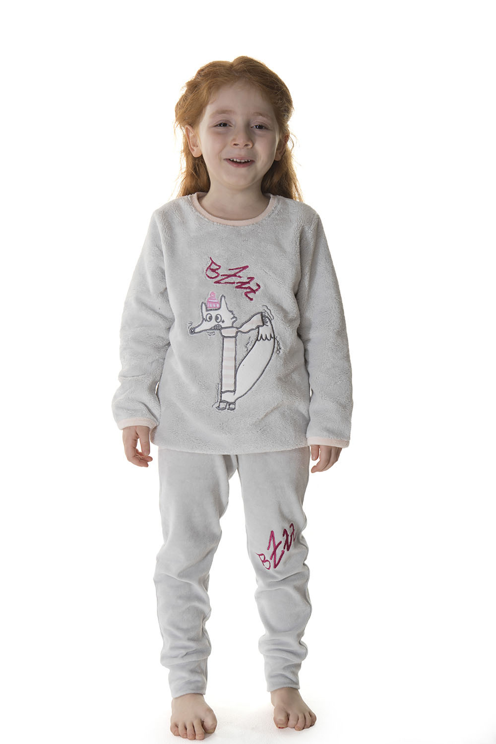Kids Kız Çocuk Üst Wellsoft Alt Kadife 2li Uzun Pijama Takımı