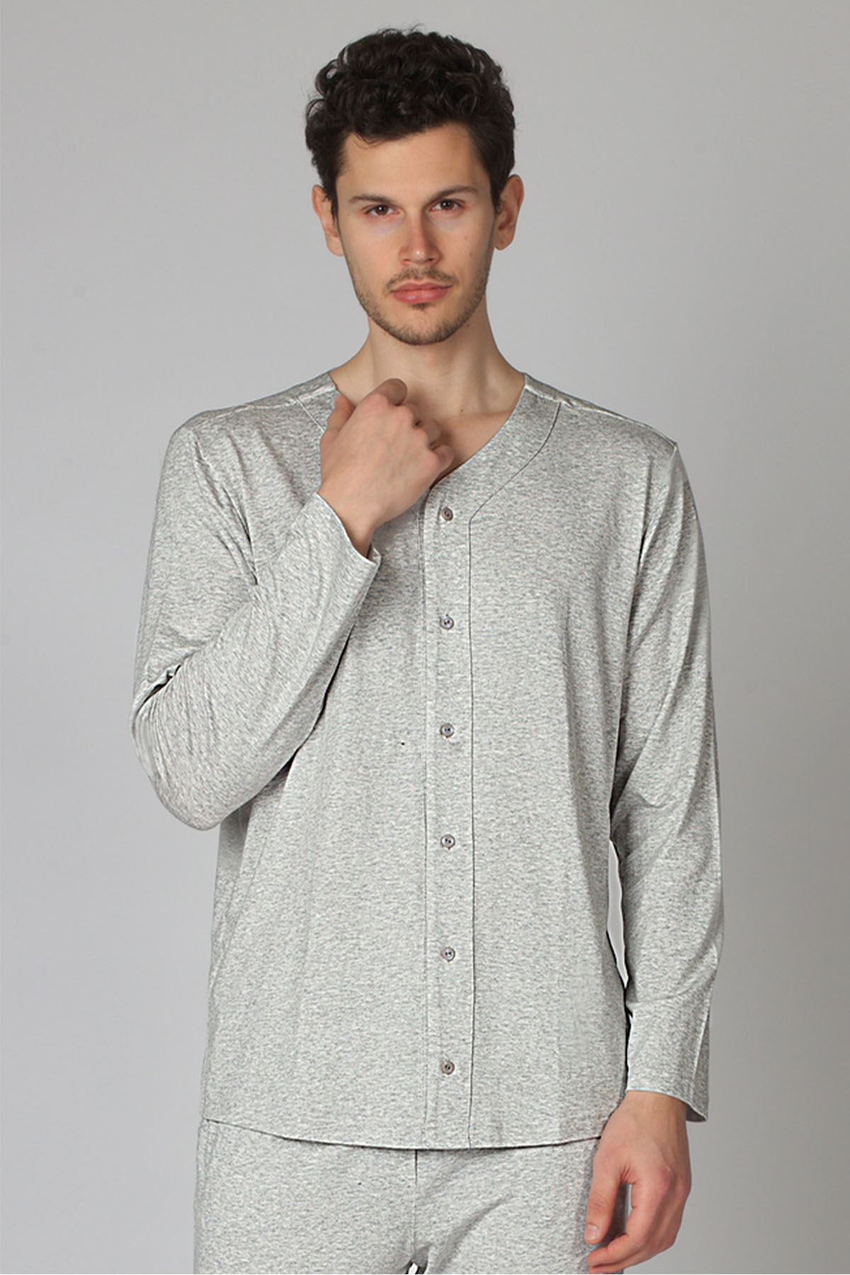 Erkek Modal Önden Düğmeli Pijama Üstü