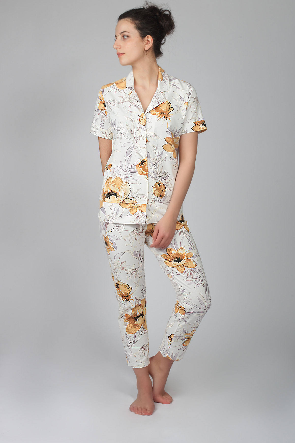 Kadın Gömlek Model Midi Pijama Takımı
