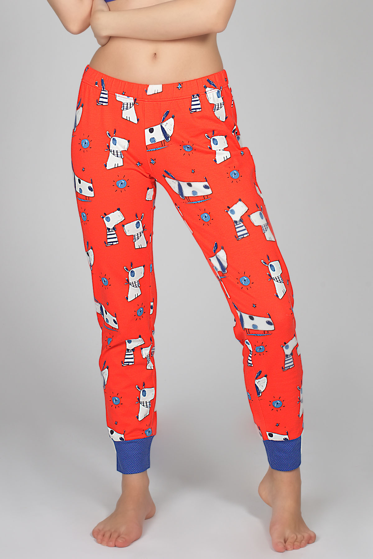 Kadın Köpek Baskılı Gömlek Model Pijama Takımı