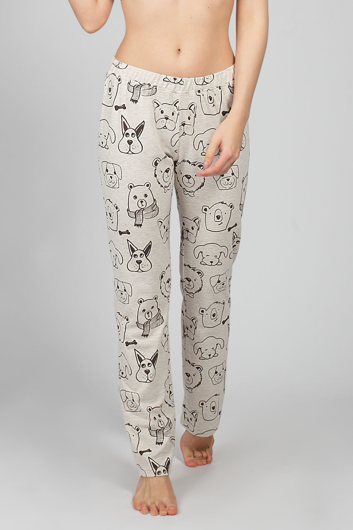 Kadın Kahve Desenli Pijama Takımı