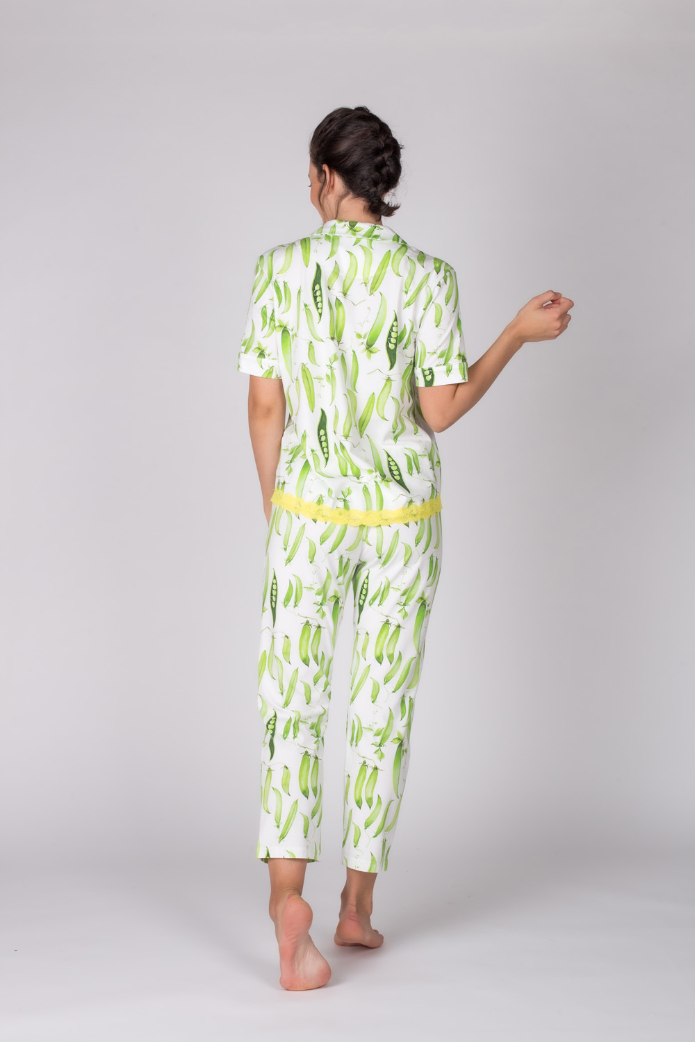 Kadın Gömlek Yakalı Üstlü Midi Pijama Takımı