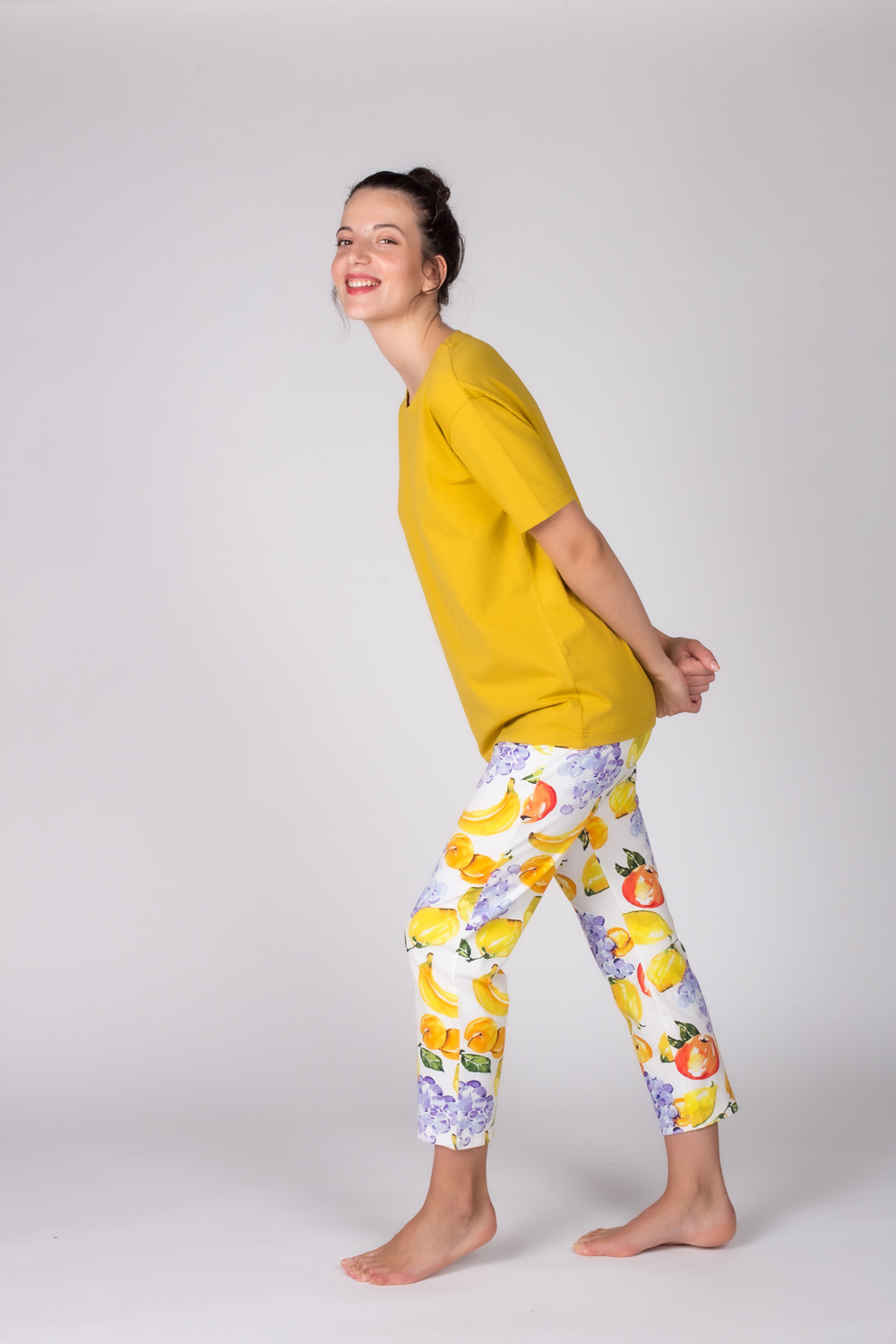 Kadın Kısa Kollu Midi Pijama Takımı