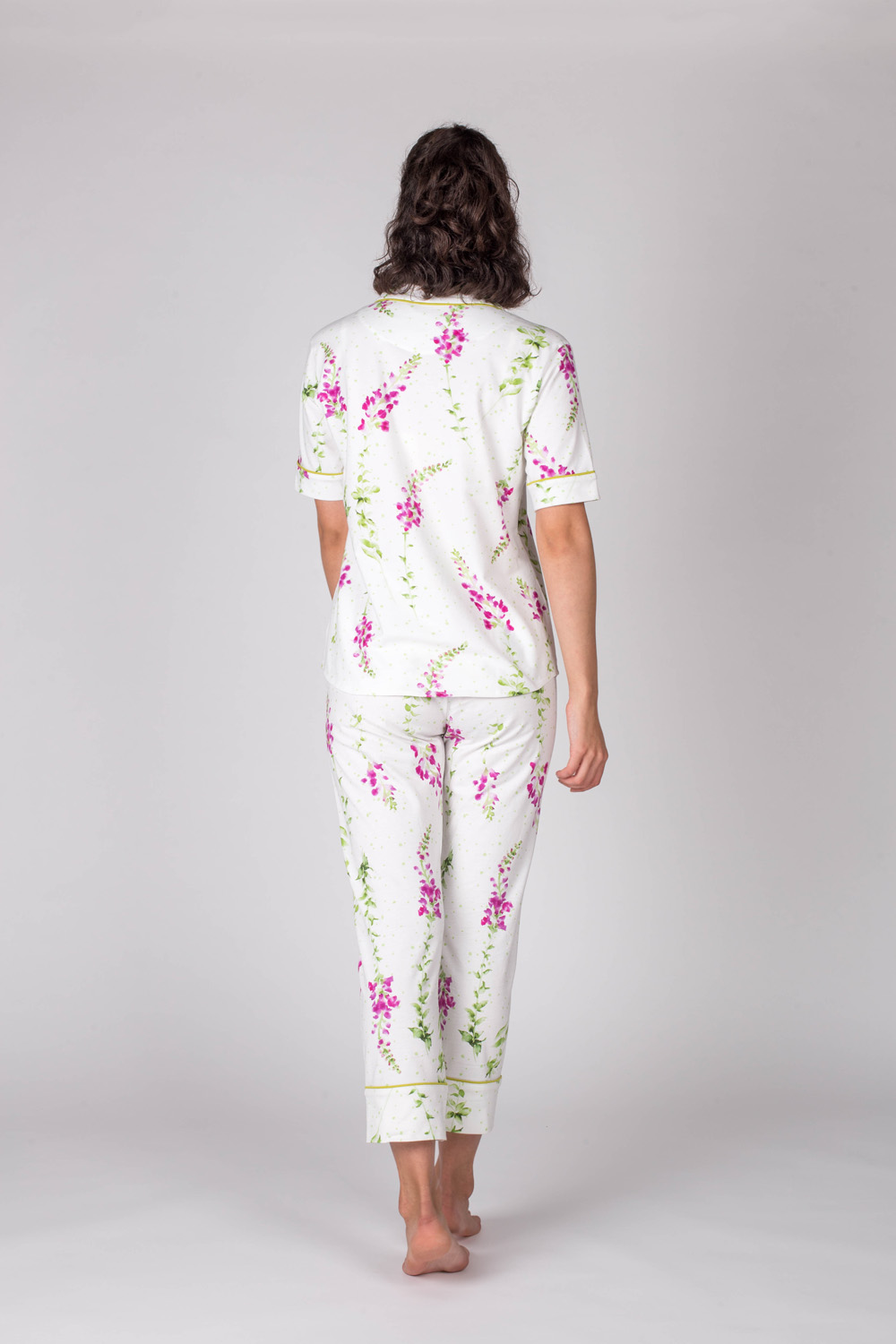 Kadın Kısa Kollu Gömlek Üstlü Midi Pijama Takımı