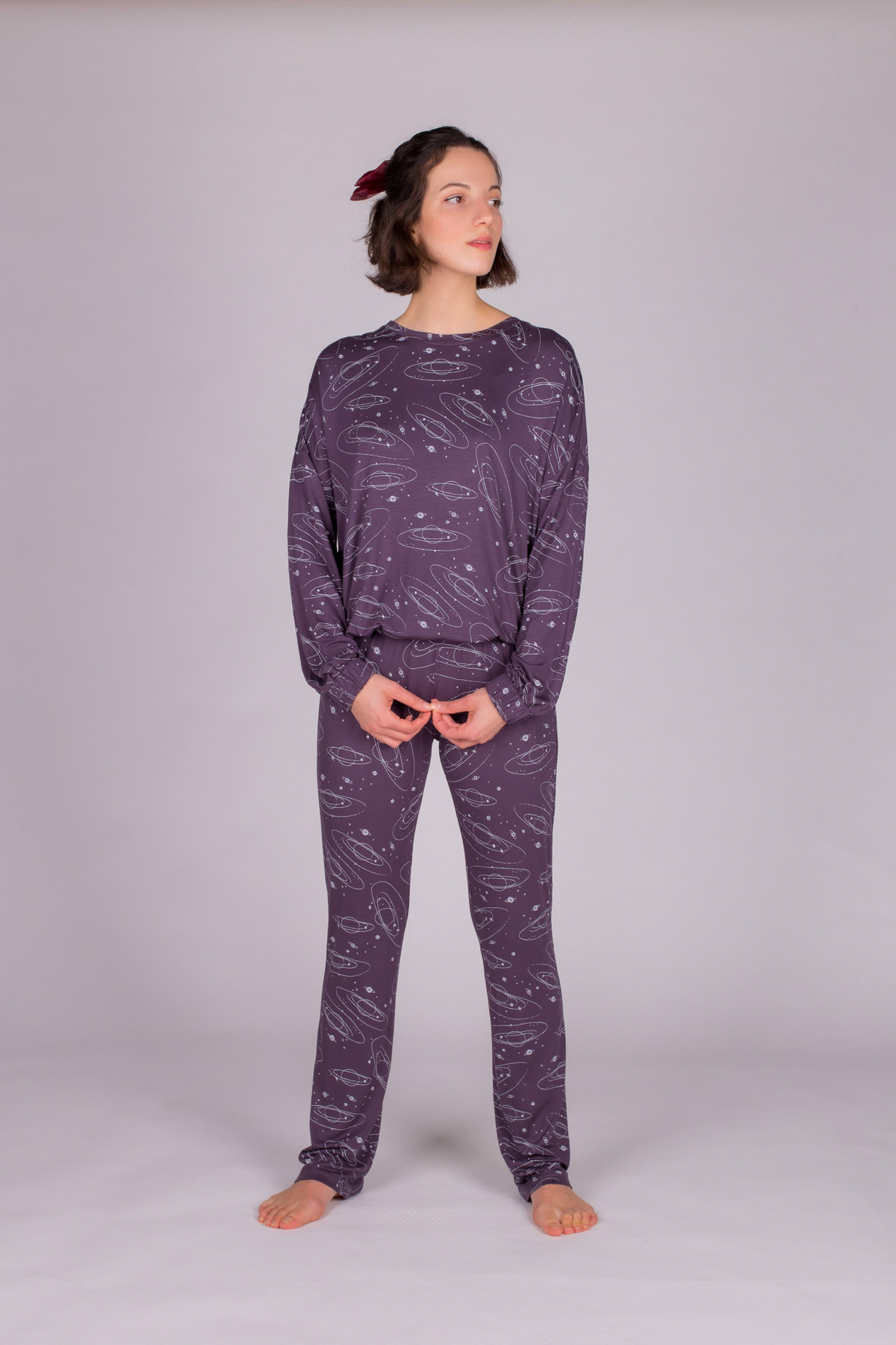 Kadın Galaksi Desenli Pijama Takımı