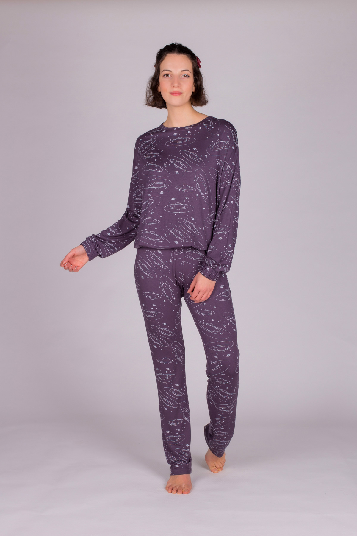 Kadın Galaksi Desenli Pijama Takımı