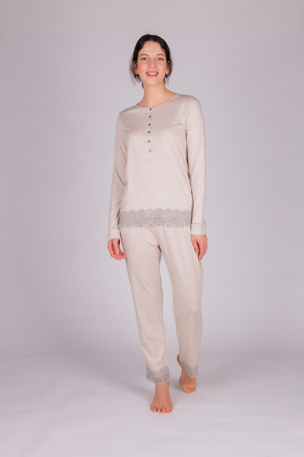 Kadın Modal  Dantel Detaylı Pijama Takımı
