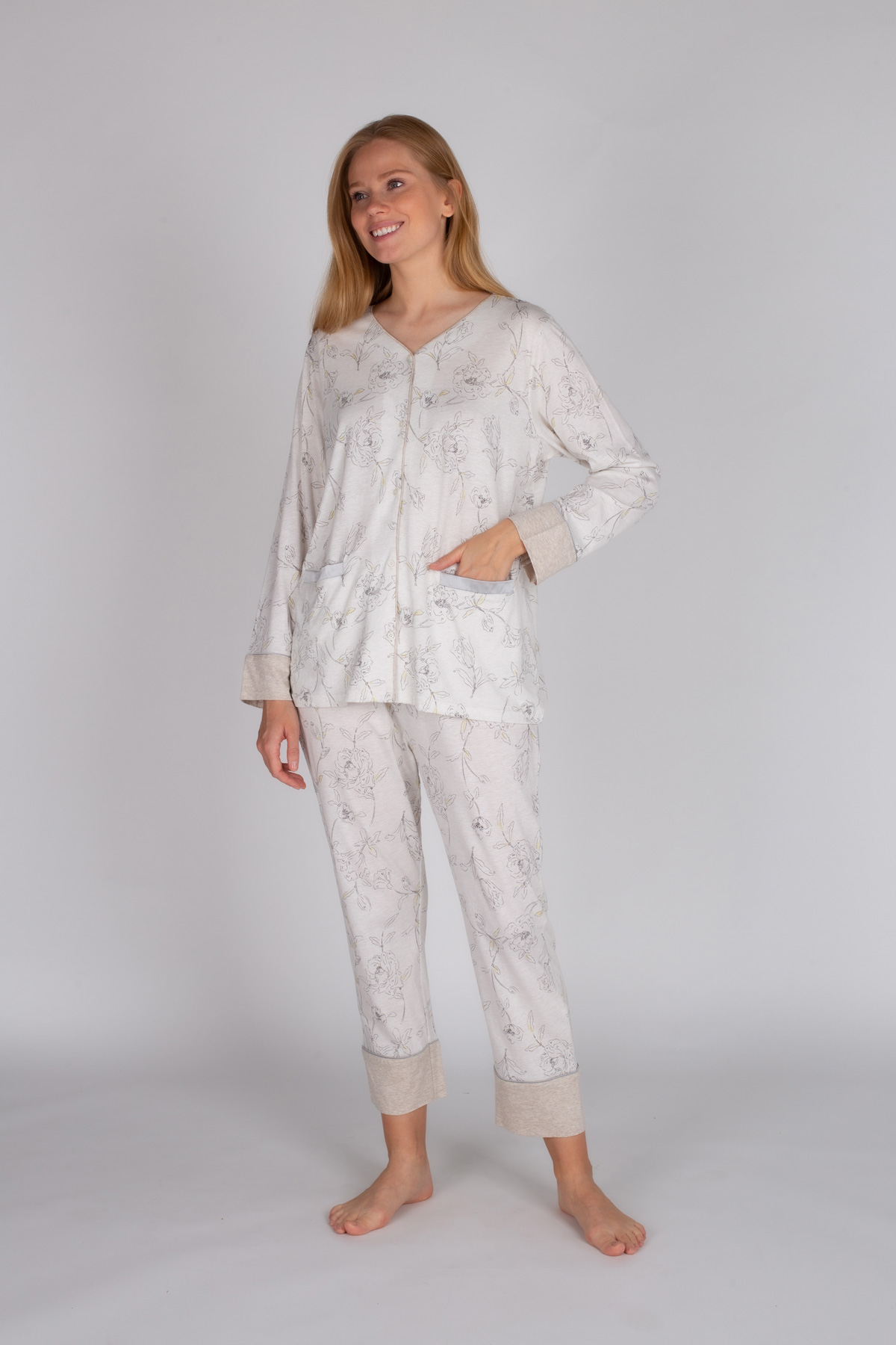 Kadın Büyük Beden Uzun Pijama Takımı