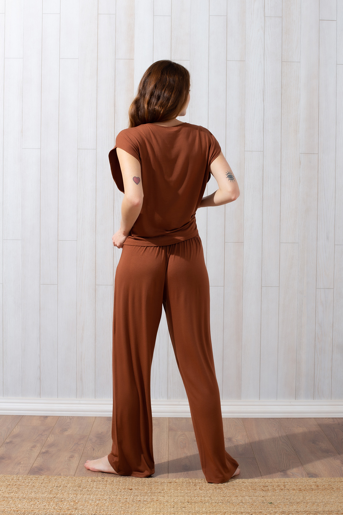 Kadın Pantolonlu Uzun Ev Giyim Takım