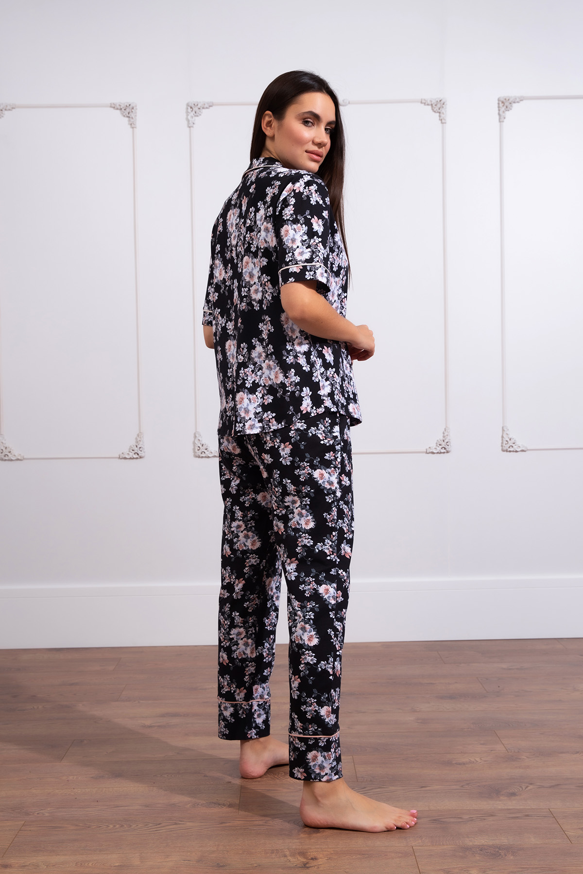 Kadın Büyük Beden Midi Kapri Pijama Takımı
