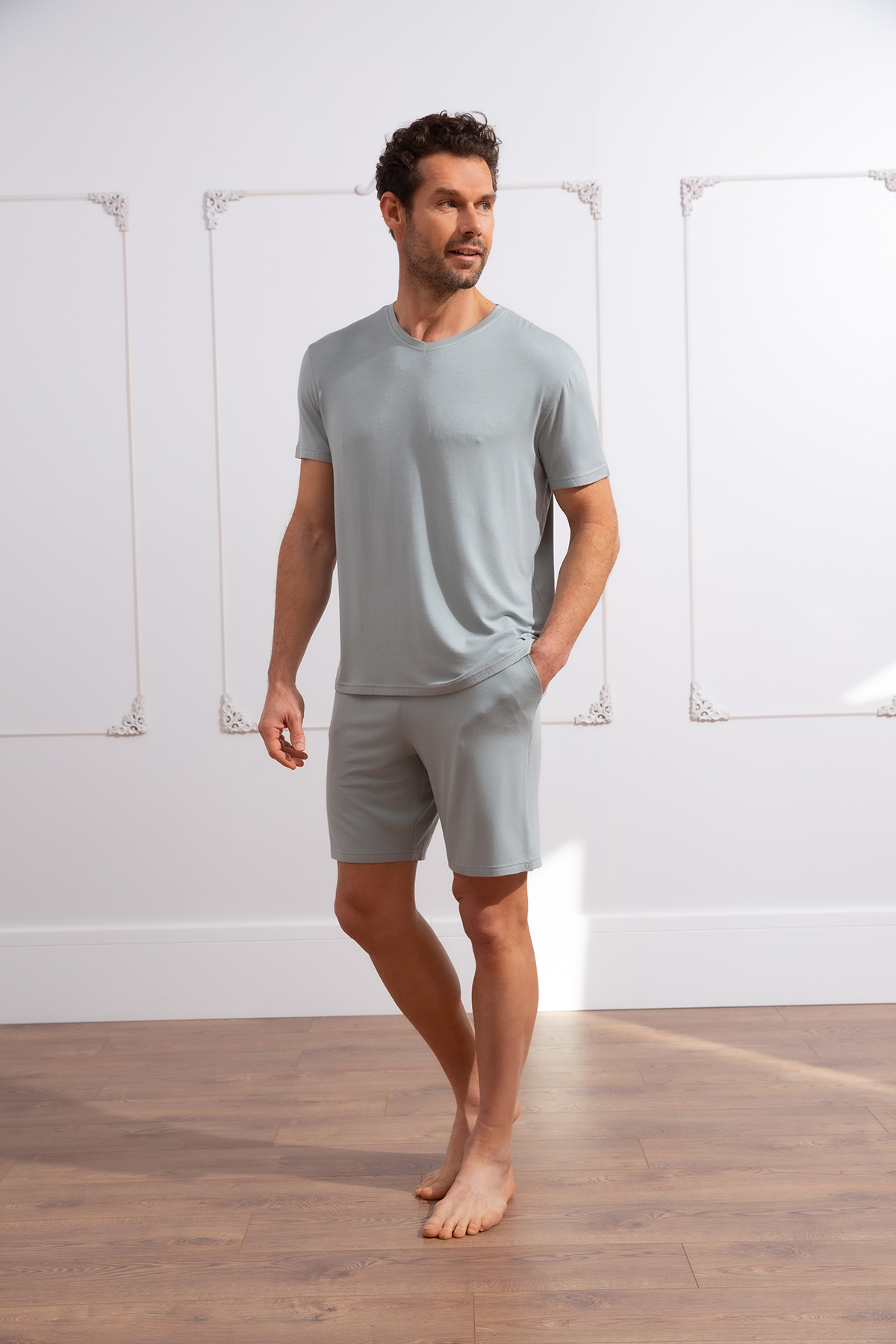 Erkek Şortlu Modal Ev Giyim Takım
