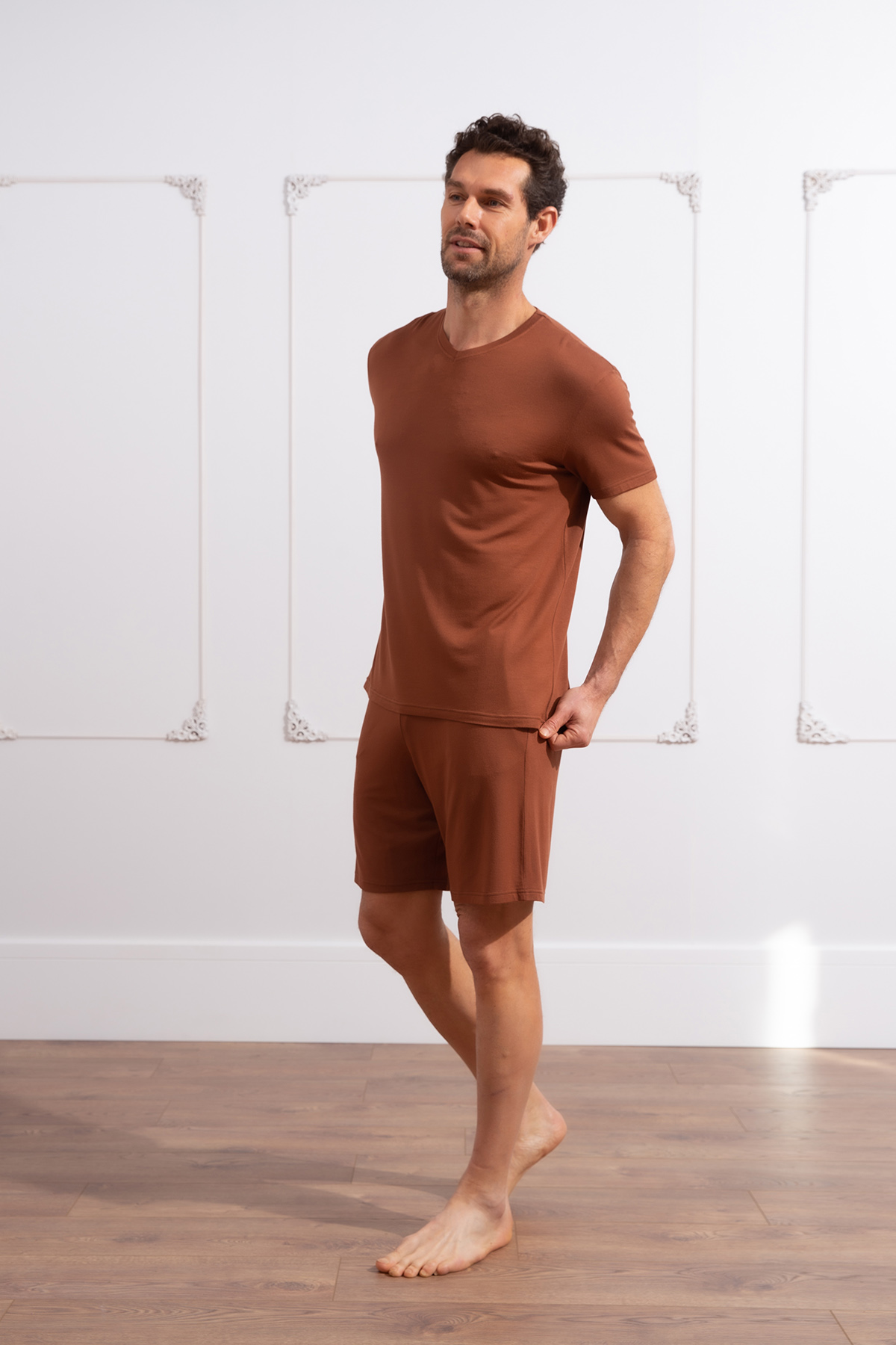 Erkek Modal Şortlu Ev Giyim Takım