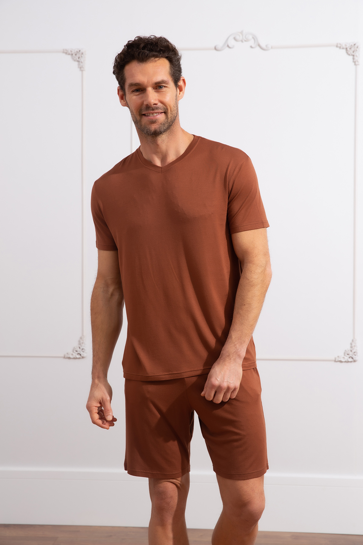 Erkek Modal Şortlu Ev Giyim Takım