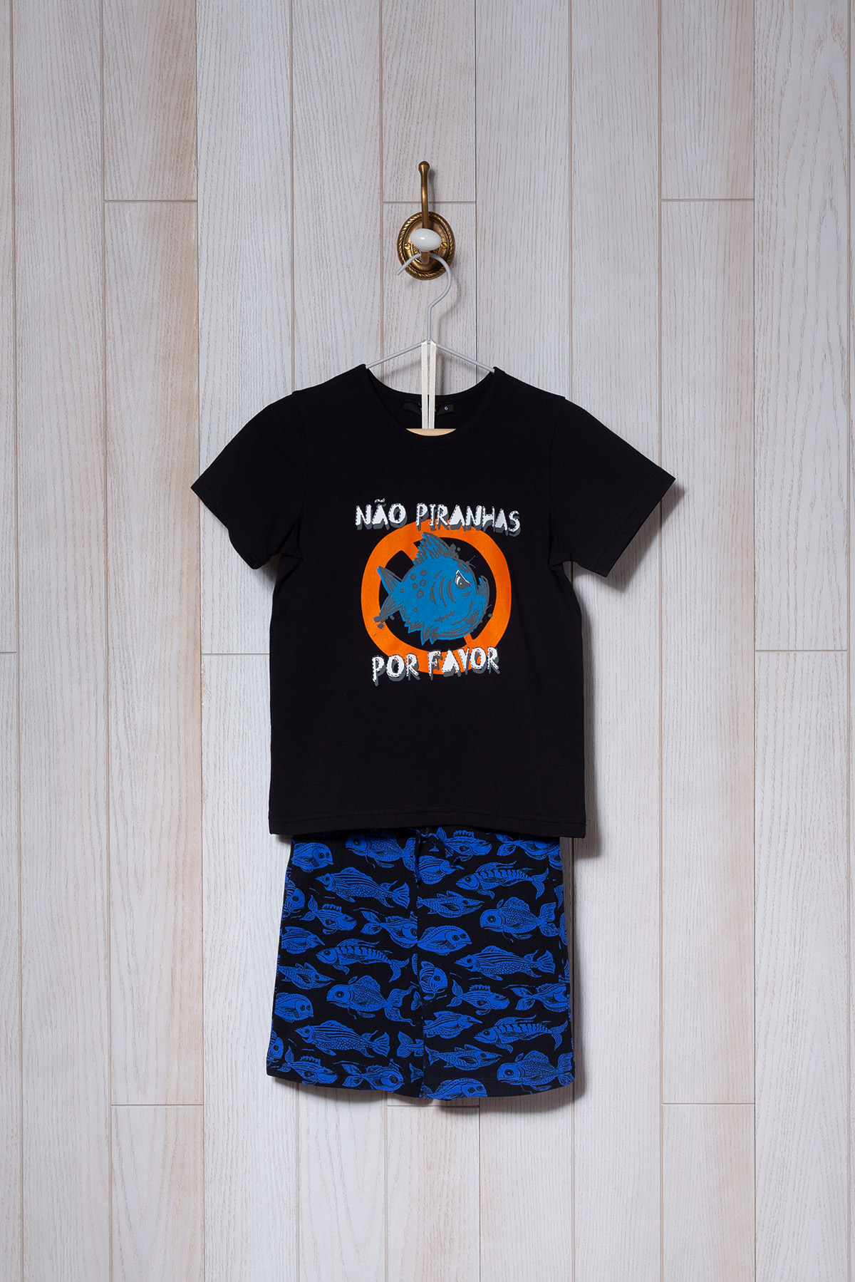 Erkek Çocuk Balık Baskılı Şortlu Pijama Takımı
