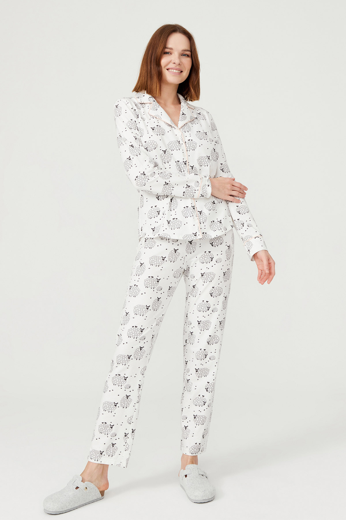Kadın Gömlek Midi Pijama Takımı
