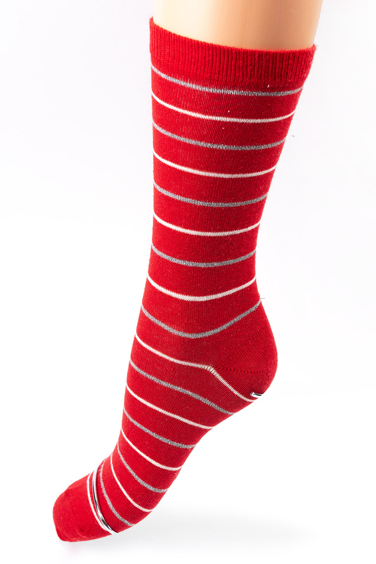 Kadin 2´li Pamuk Çizgi Desen Soket Çorap