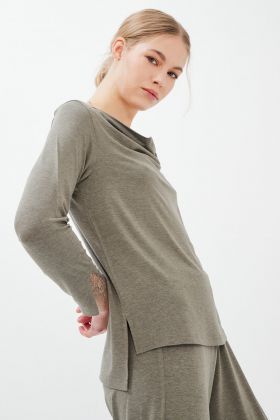 Kadın Degaje Yaka DAntel Detaylı  Modal T-shirt