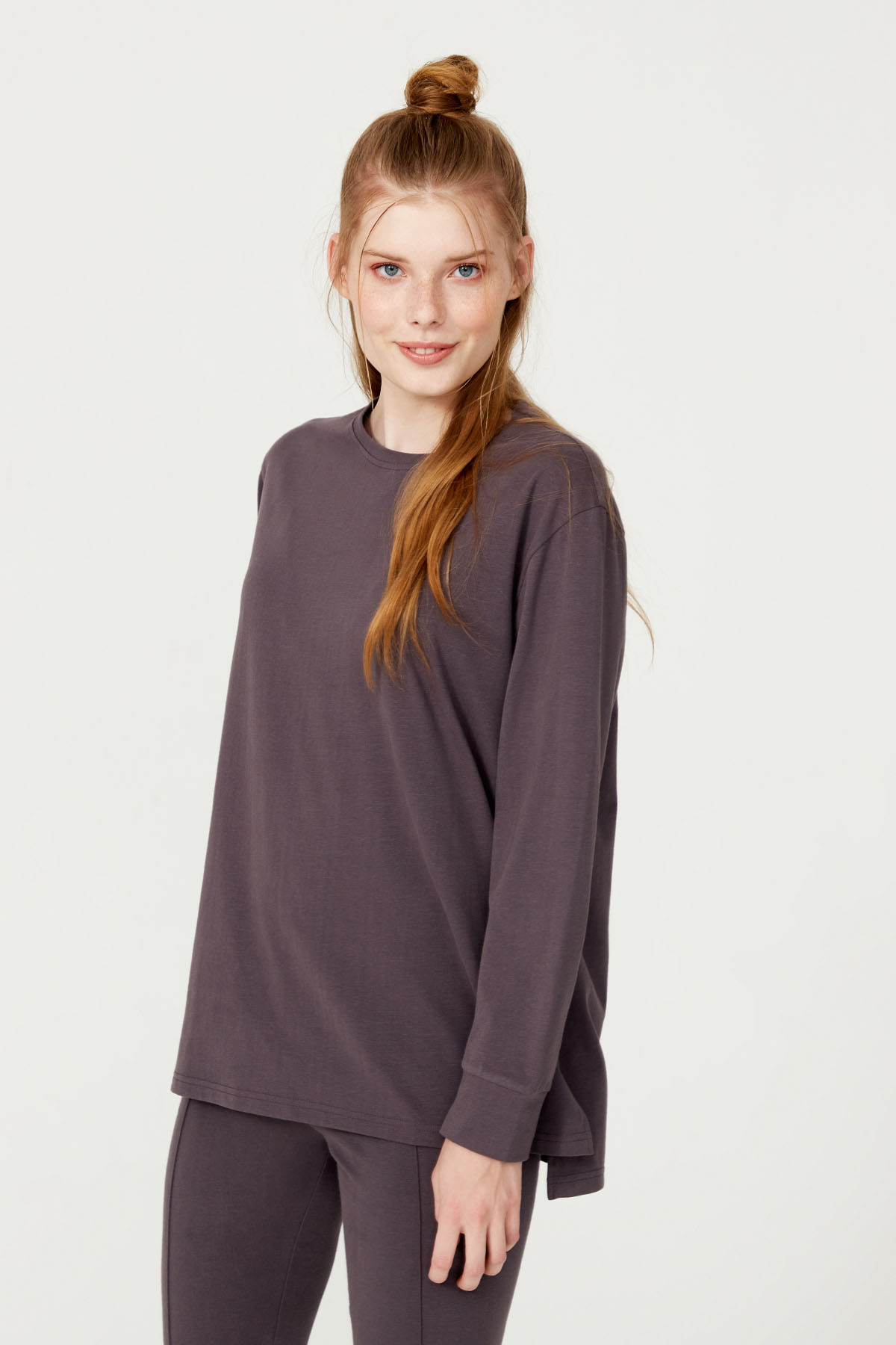 Kadın Pamuklu Bol Uzun Kollu T-shirt