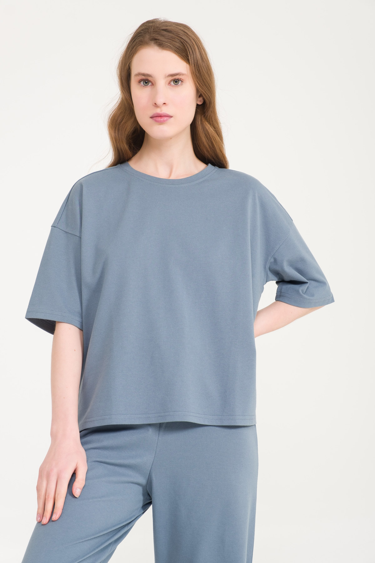 Kadın Lacoste Yandan Yırtmaç Detaylı Kısa Kollu T-shirt
