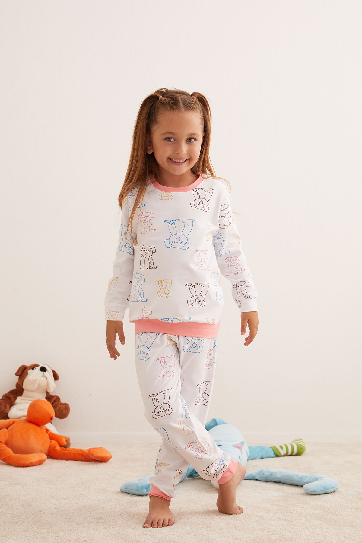 Kız Çocuk Penye Uzun Pijama Takımı