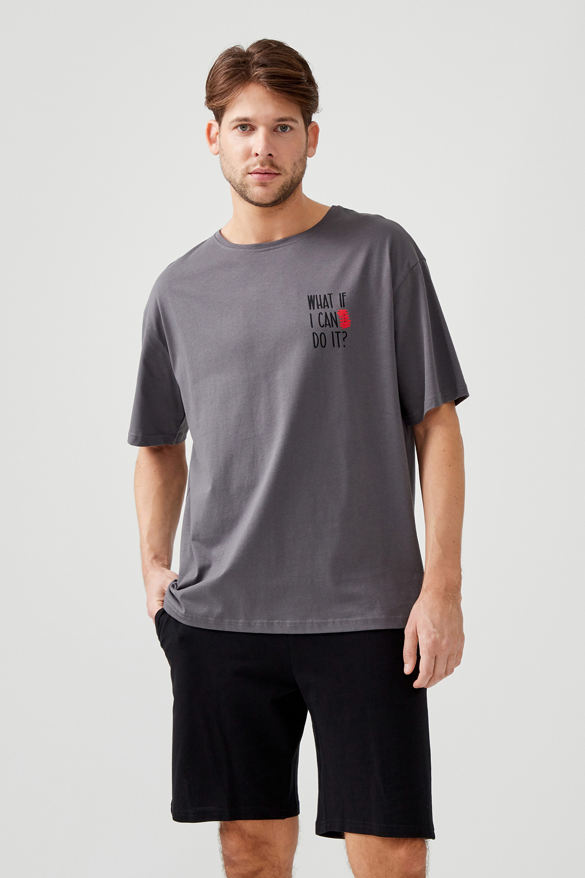 Erkek Pamuklu Basic Oversize T-shirt (Easy Iron)