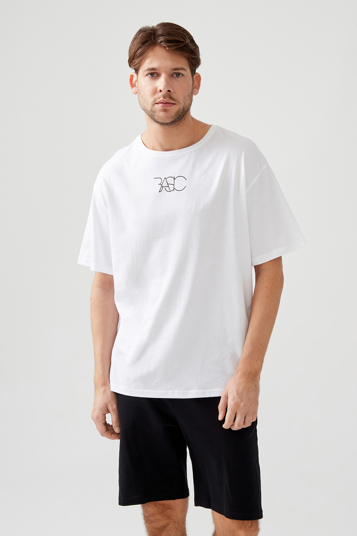 Erkek Pamuklu Basic Oversize T-shirt (Easy Iron)