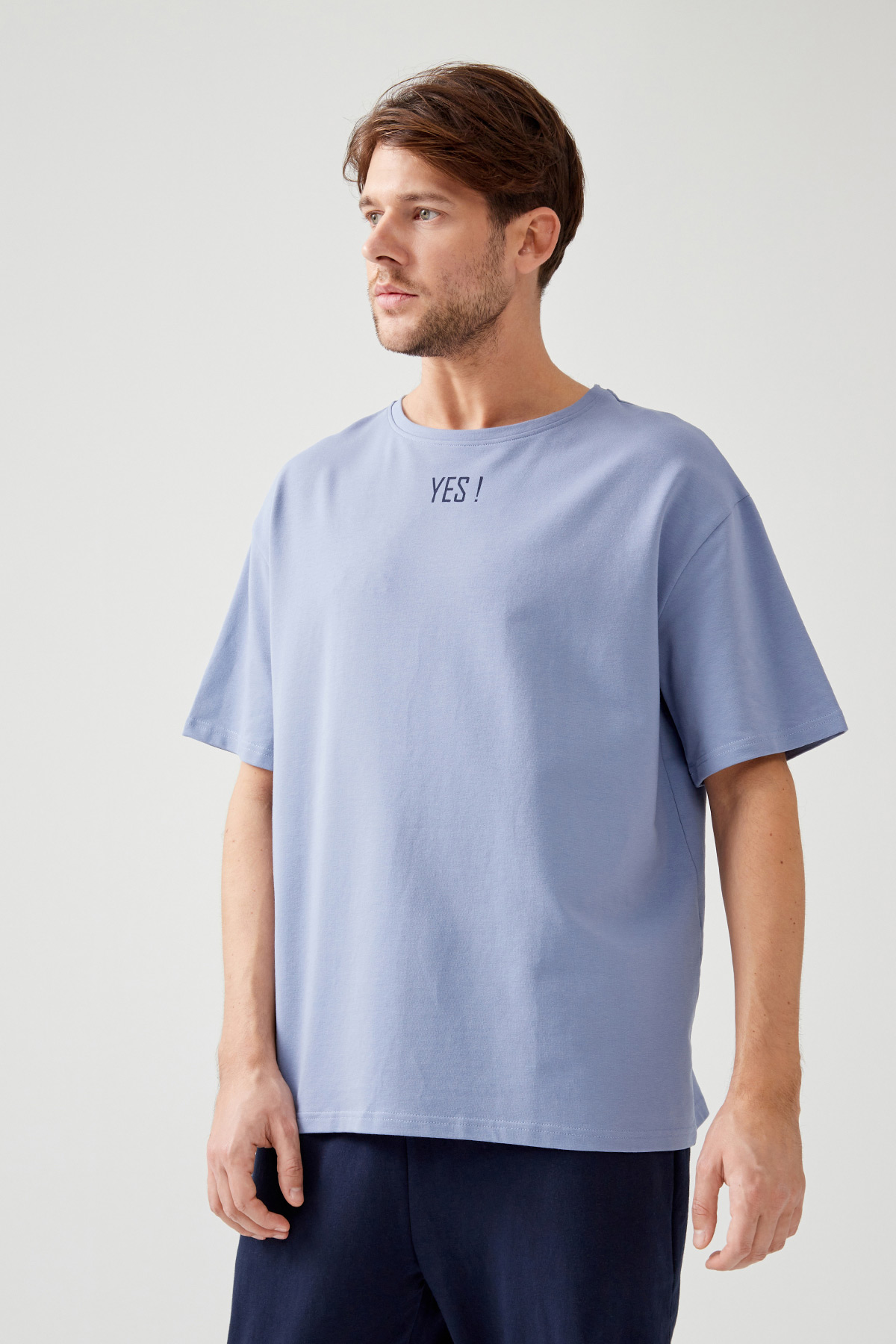 Erkek Pamuklu Basic Oversize T-shirt (Easy Iron)