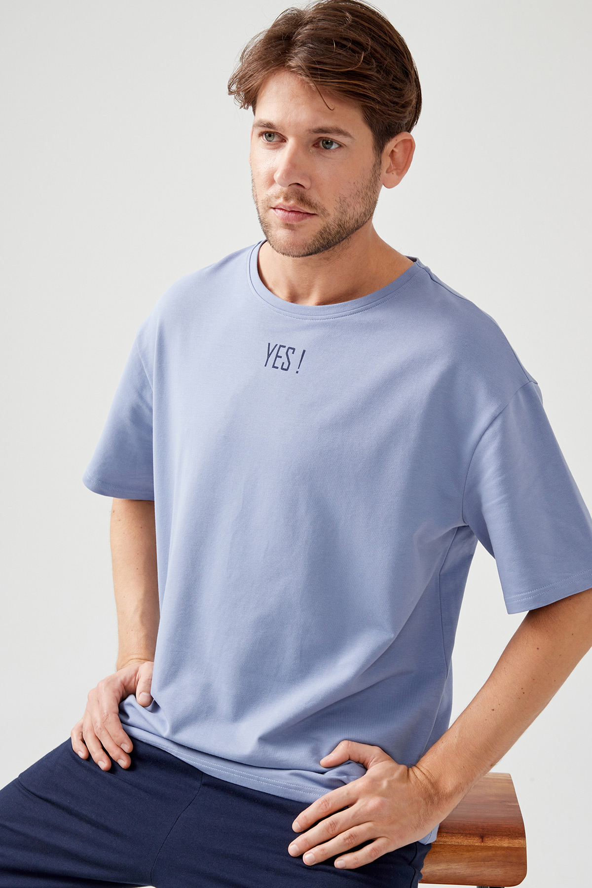 Erkek Pamuklu Basic Oversize T-shirt (Easy Iron)