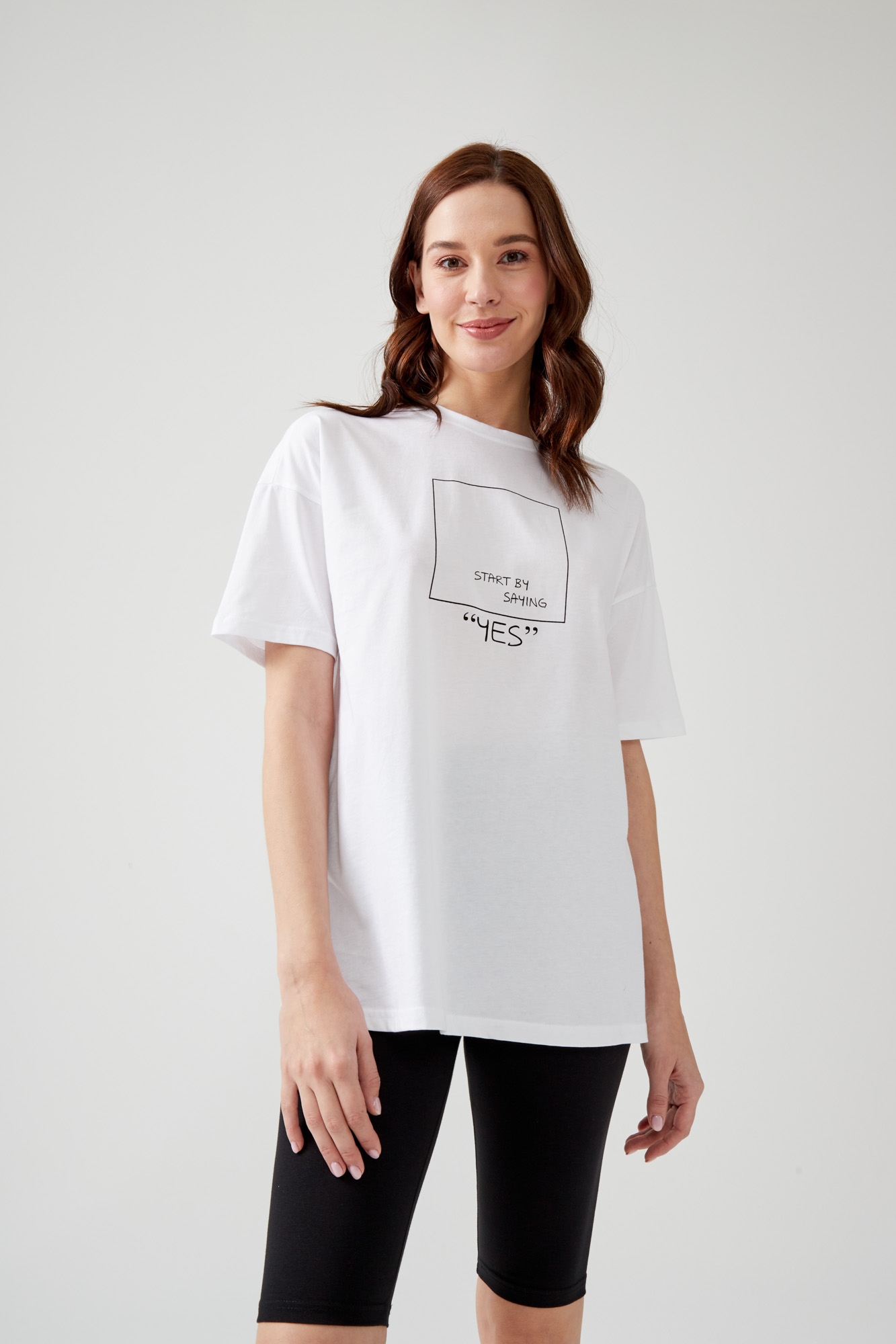 Kadın Oversize Kısa Kollu Basic T-shirt (Easy Iron)