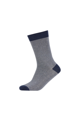 Erkek Çizgi Desen Pamuklu Soket Çorap