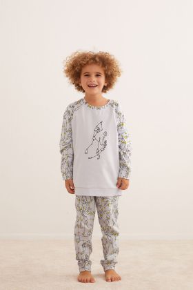 Erkek Çocuk Pamuklu Robot Baskılı Uzun Pijama Takımı
