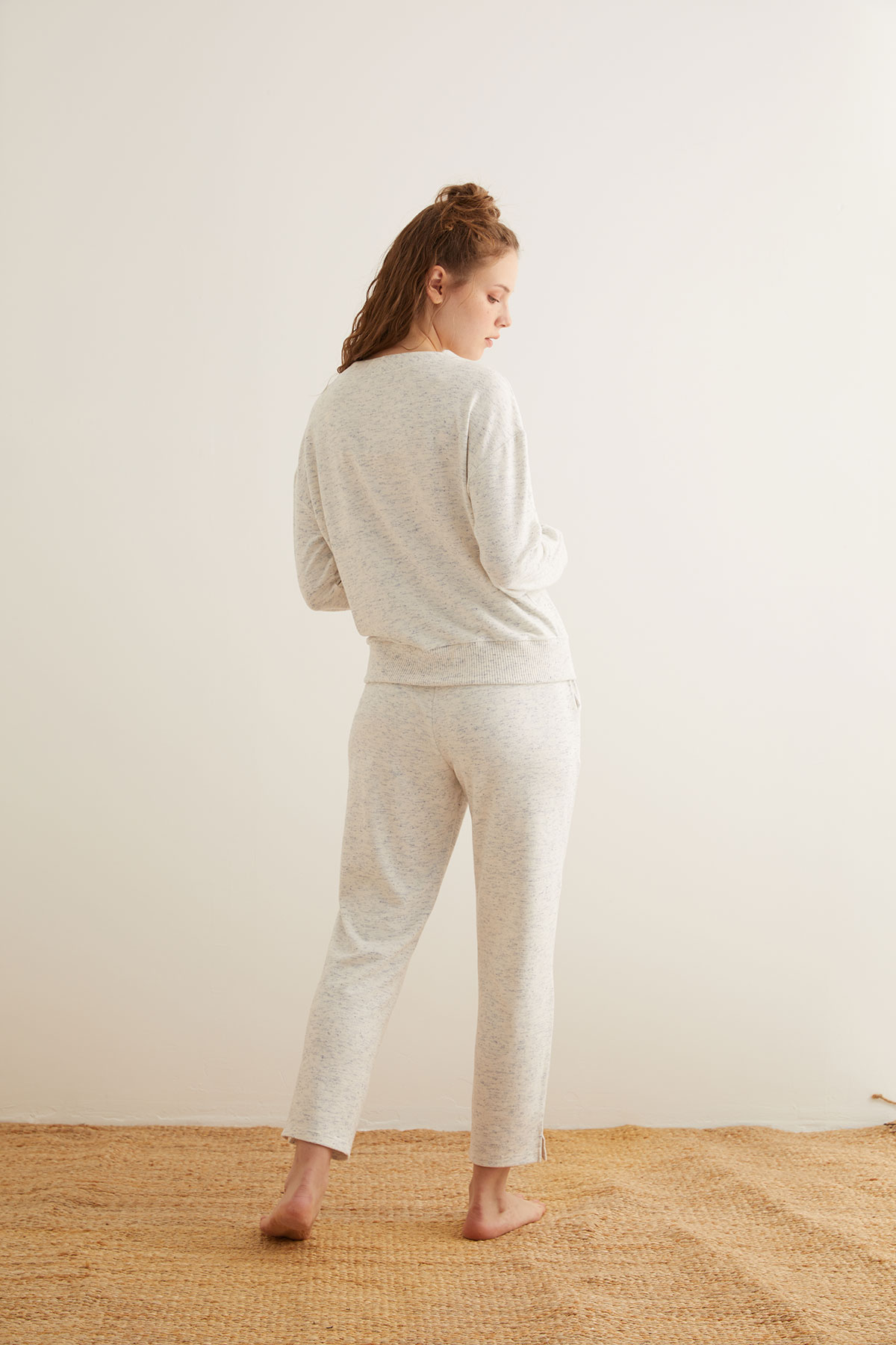 Kadın Soft Pamuklu Mini Yırtmaç Detaylı Ev Giyim Pantolon