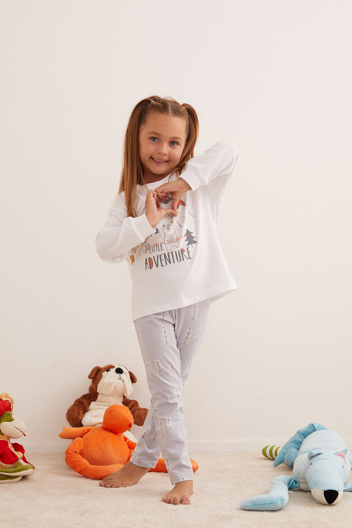 Kız Çocuk Pamuklu Uzun Pijama Takımı