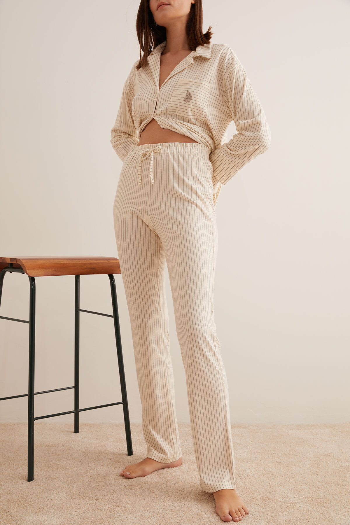 Kadın Modal Karışımlı Pamuklu Uzun Pijama Altı