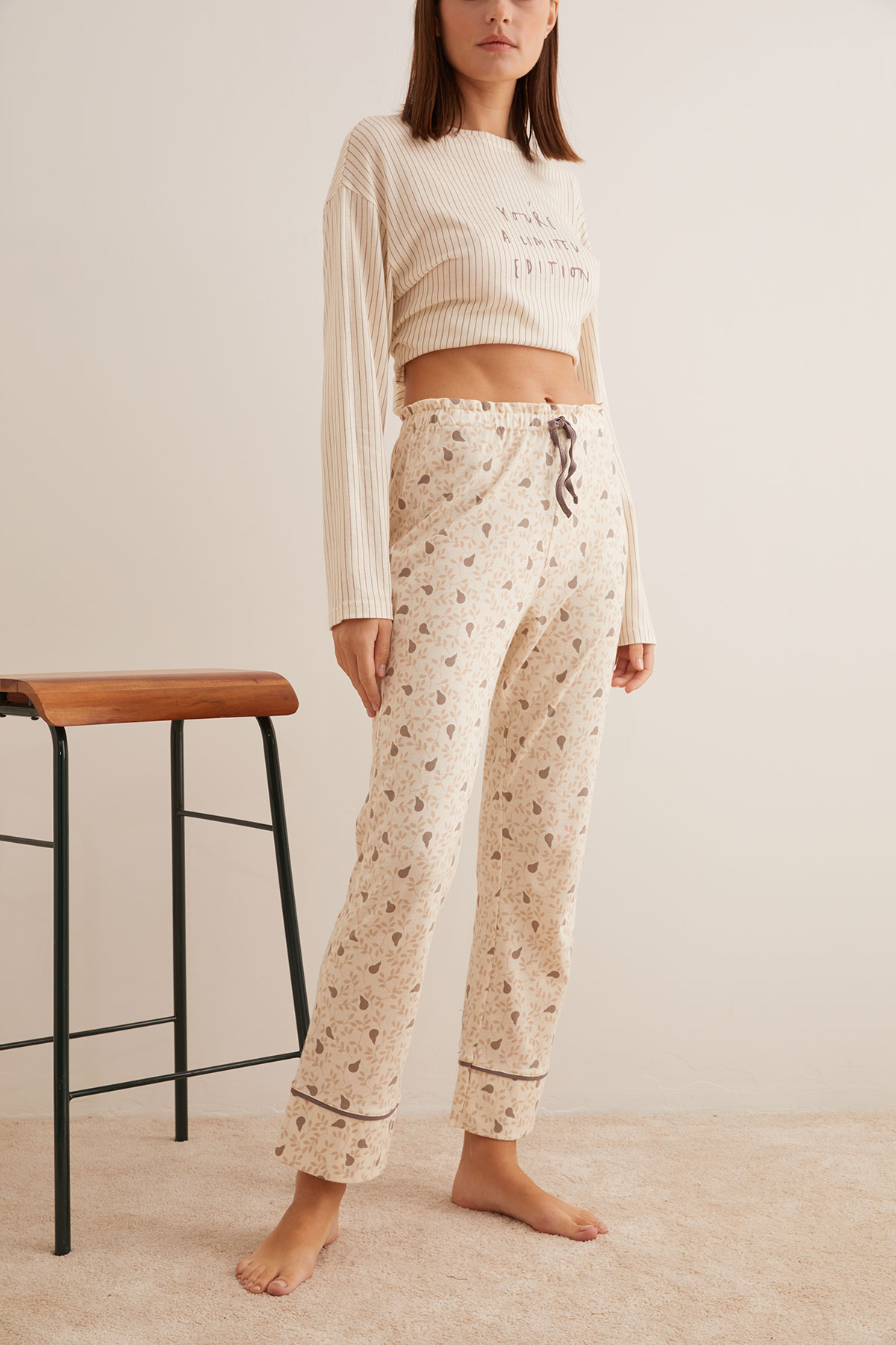Kadın Modal Karışımlı Pamuklu Uzun Pijama Altı
