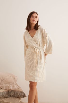 Kadın Modal Karışımlı Pamuklu Kimono Sabahlık