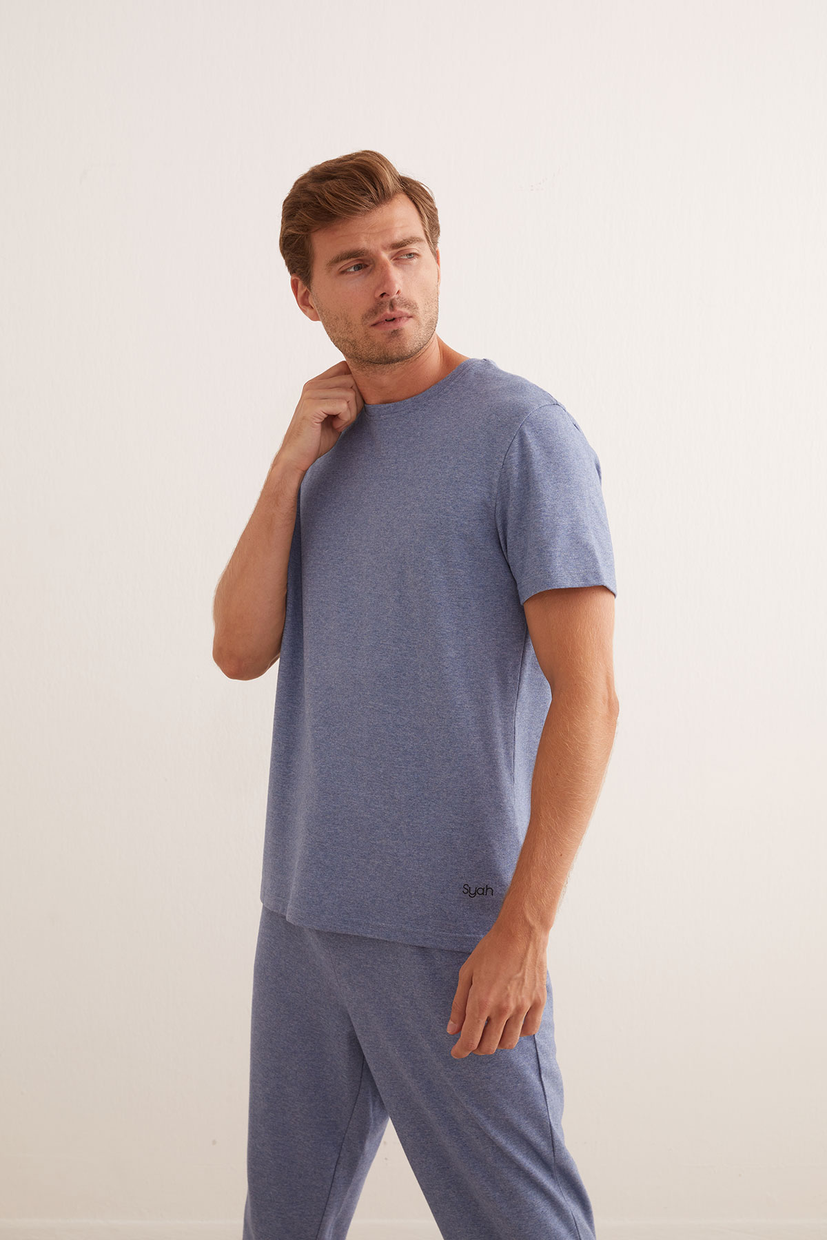 Erkek Modal Karışımlı Kısa Kollu Pijama Üstü