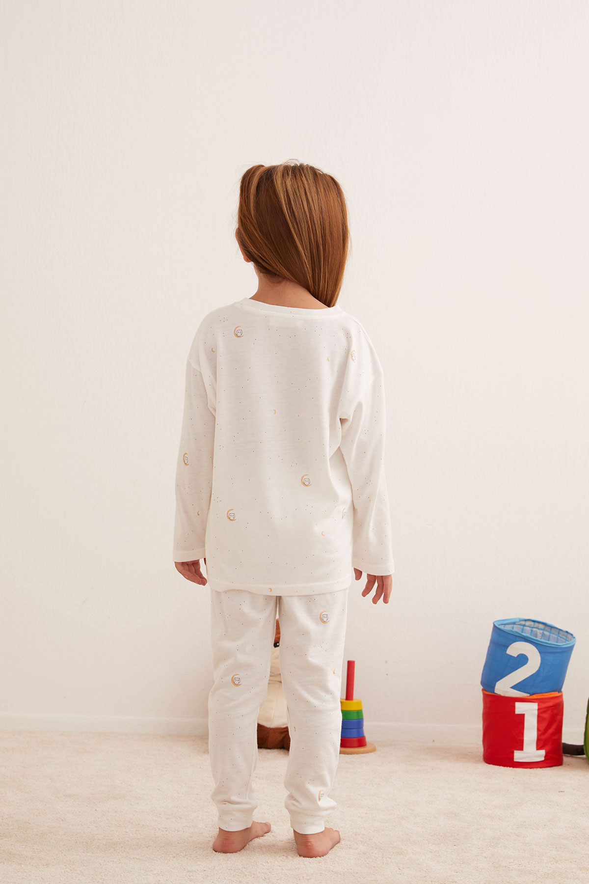 Kız Çocuk Modal Karışımlı Pamuklu Sim Baskılı Pijama Takımı