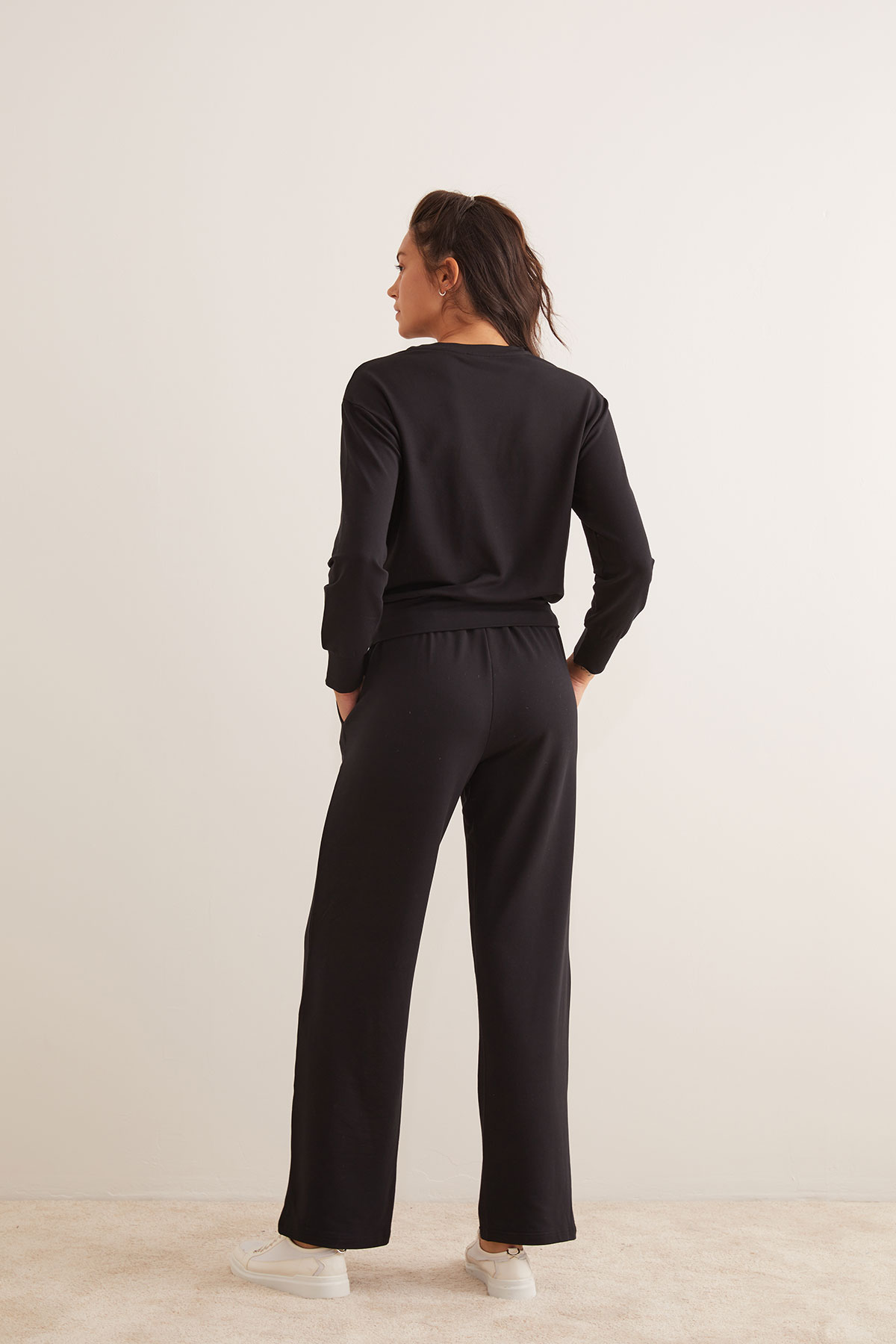 Kadın Modal İki İplik Bol Paça Uzun Pantolon