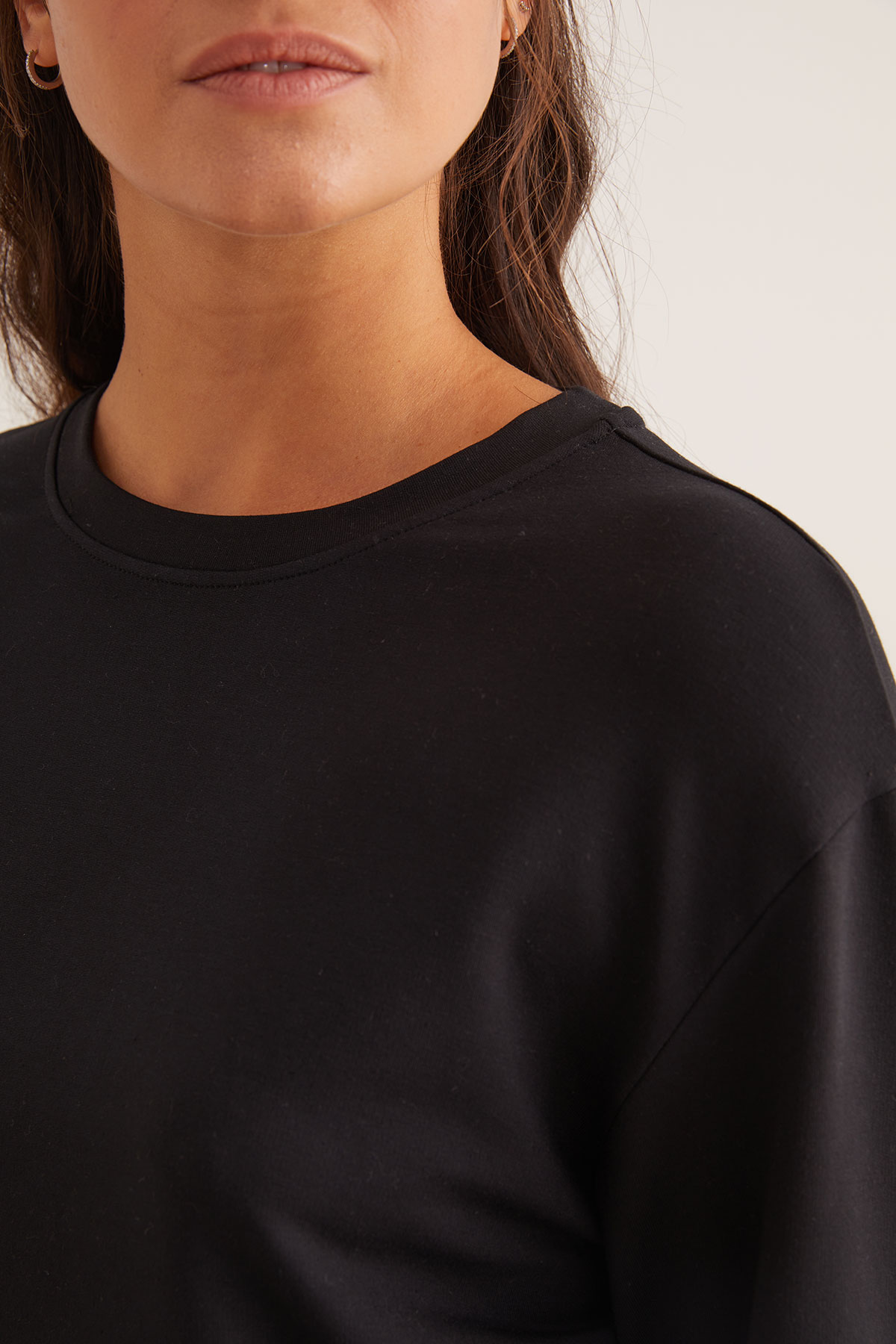 Kadın Modal İki İplik Uzun Kollu T-shirt