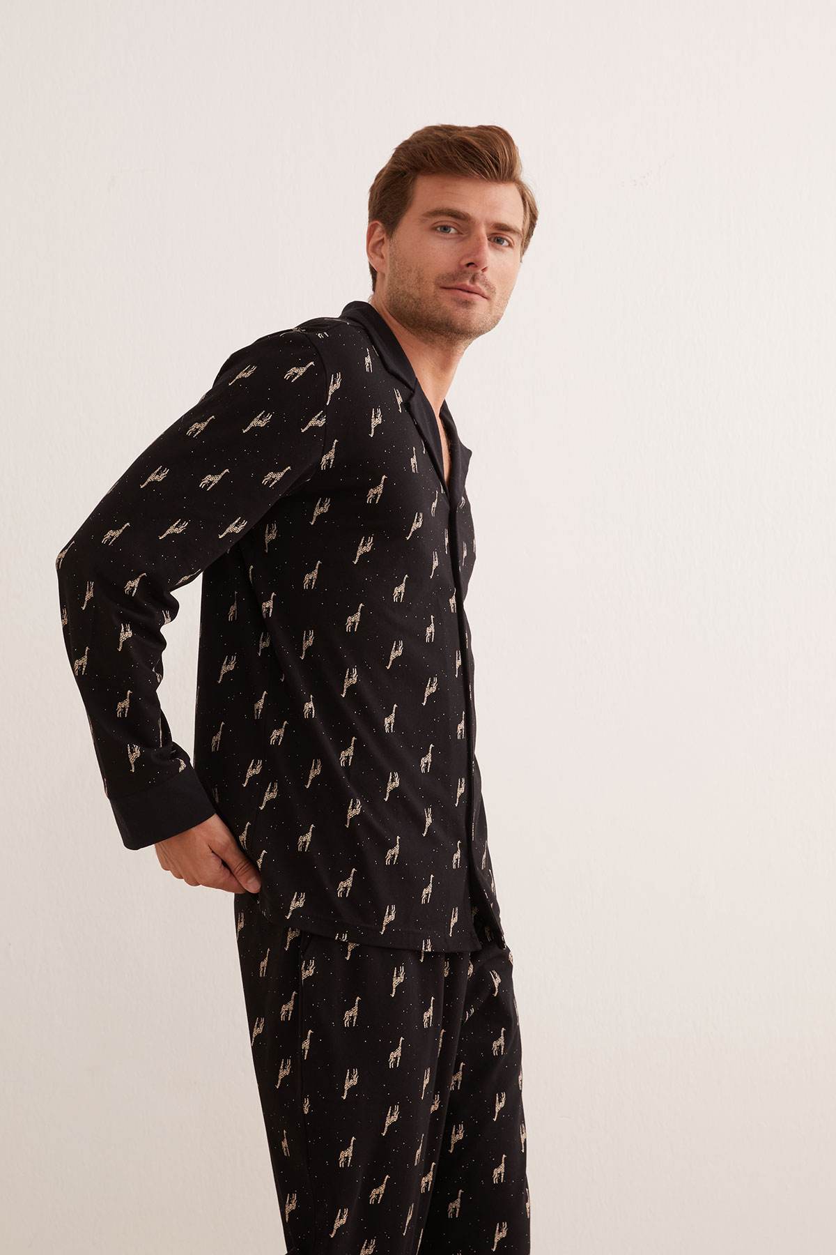 Erkek Pamuklu Belde Kontrast Biye Detaylı Pijama Altı