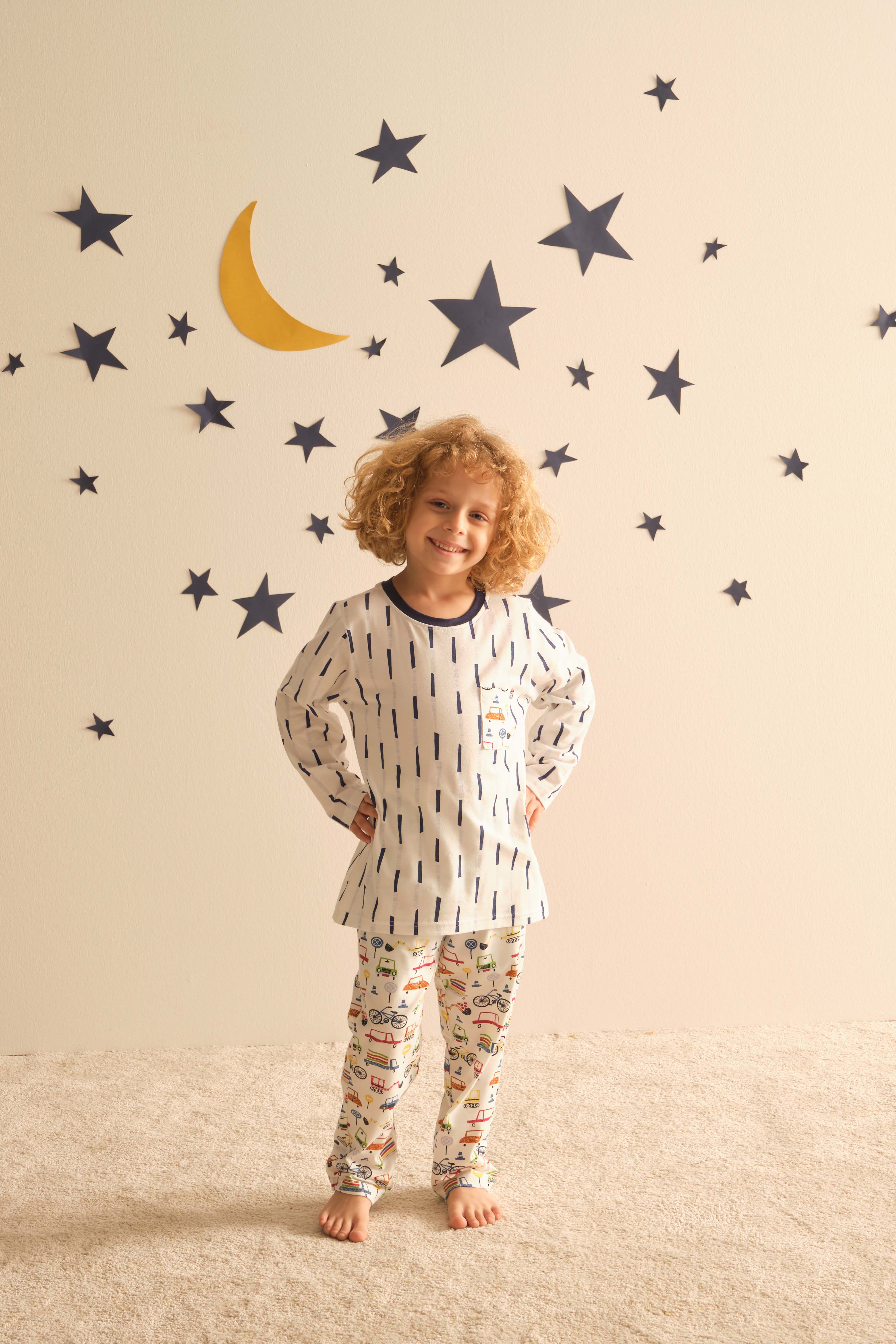 Erkek Çocuk Cep Detaylı Uzun Pijama Takımı