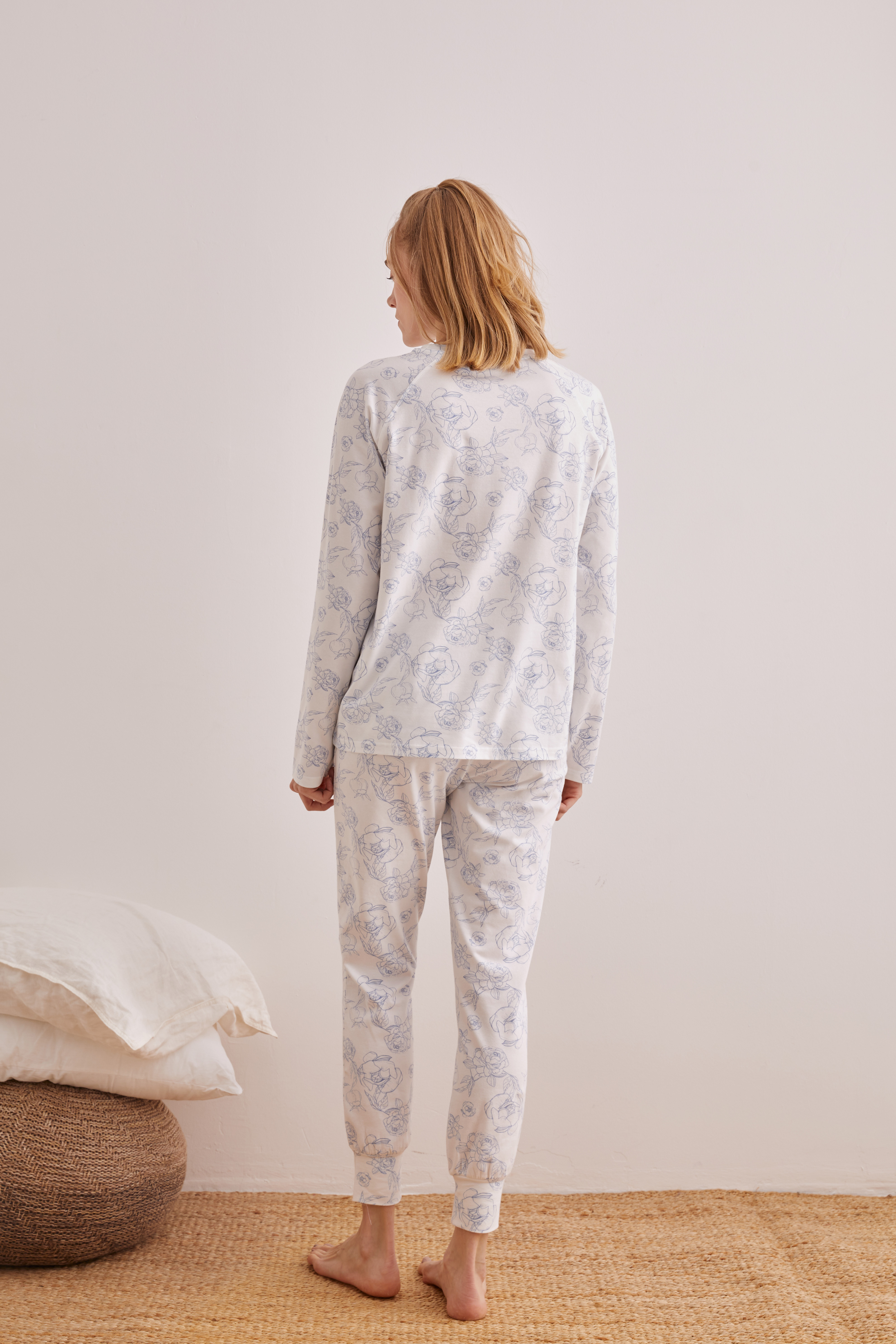 Kadın Pamuklu Uzun Kollu Pijama Üst