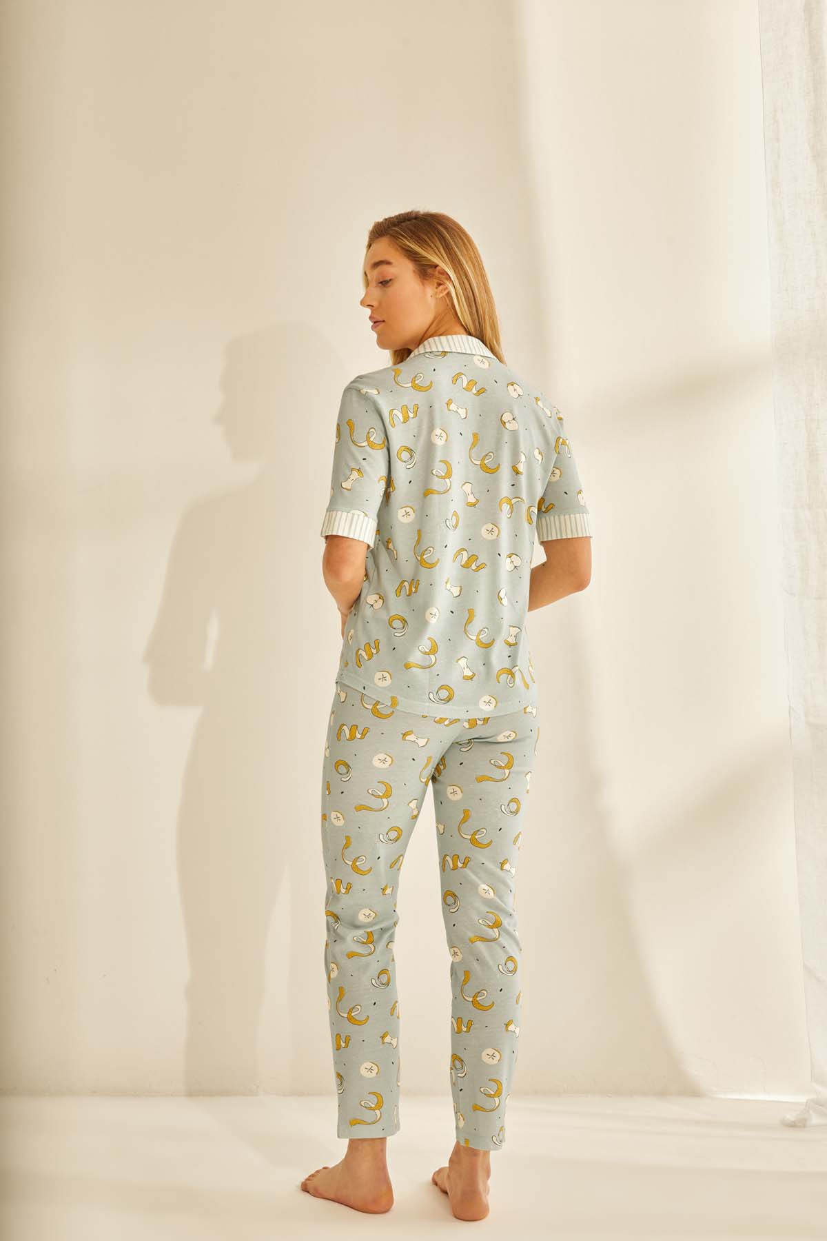 Kadın Modal Gömlek Yaka Pijama Üstü