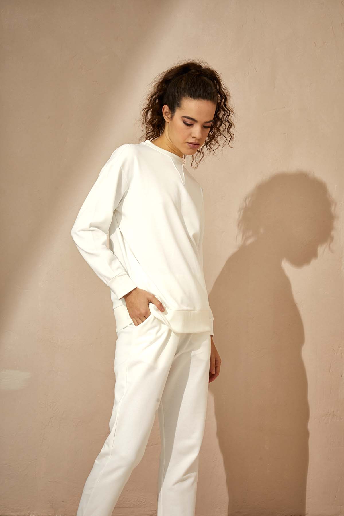 Kadın Pamuklu Üç İplik Sweatshirt