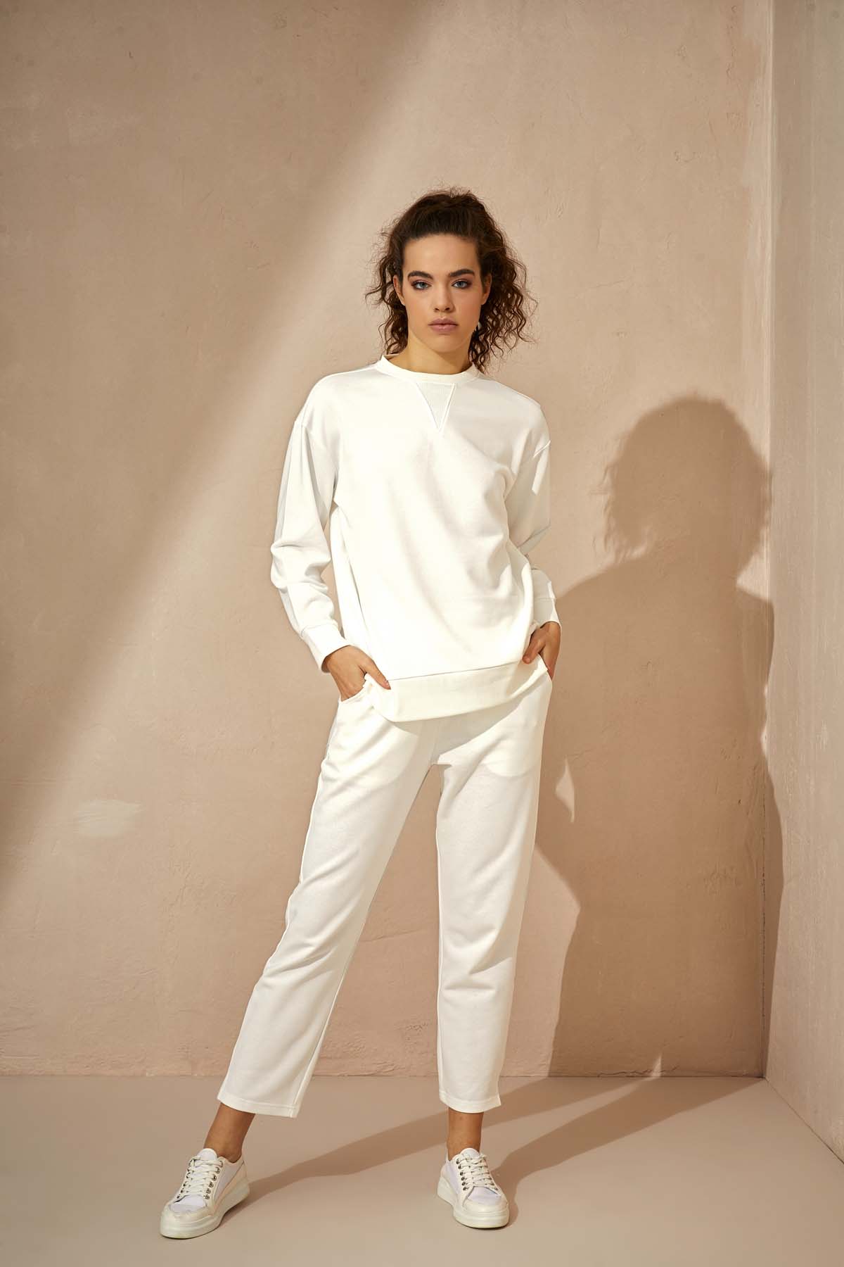 Kadın Pamuklu Üç İplik Sweatshirt